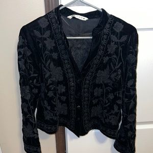 Black embroided with flowers button up